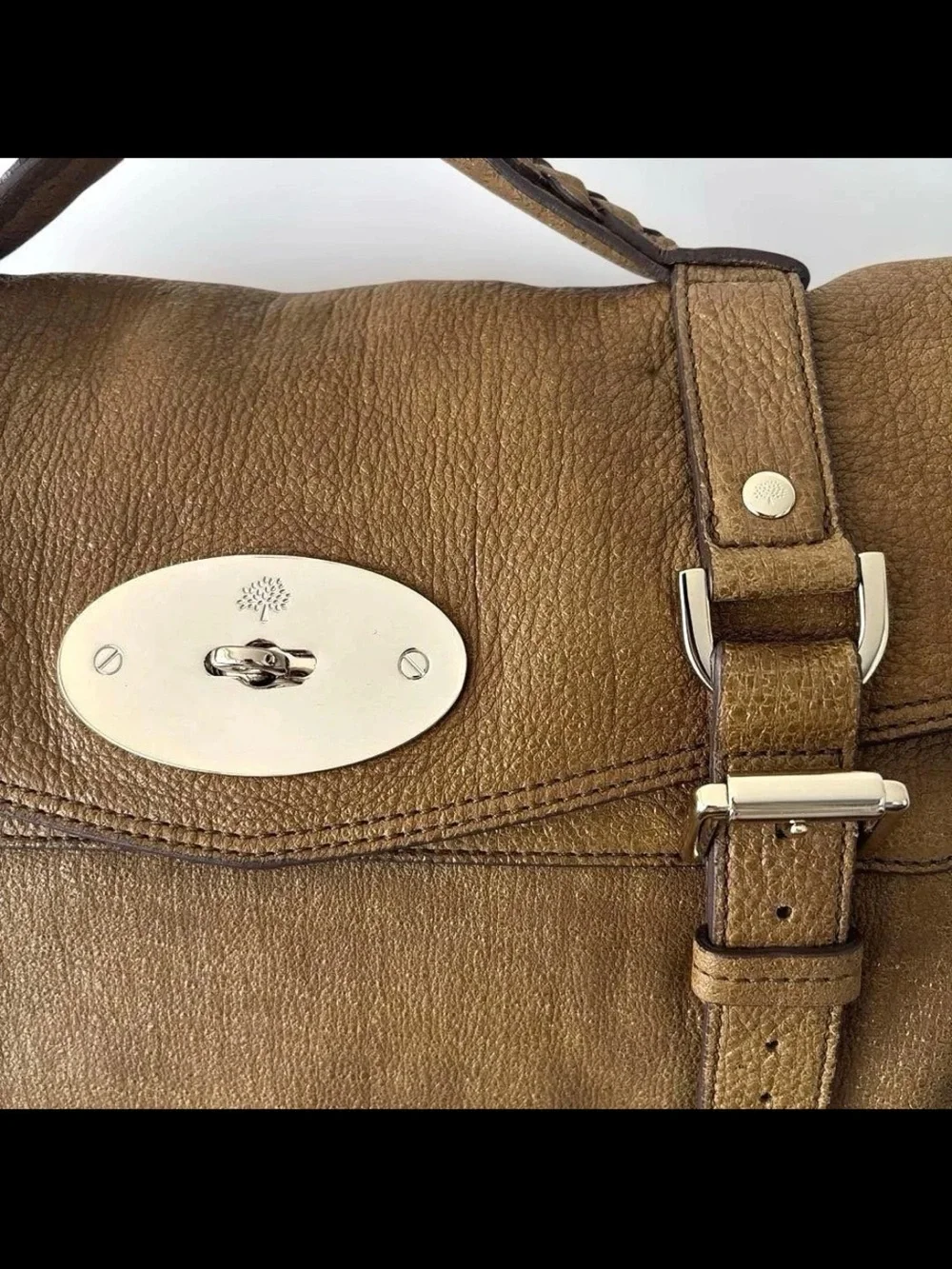 Mulberry Olive-Brown Leather Bayswater Satchel with Brushed Gold Hardware